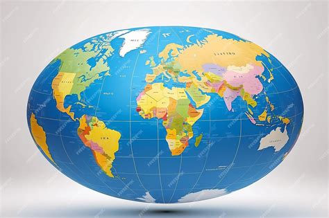 Premium Photo | Globe with map of many continent and countries isolated on white background