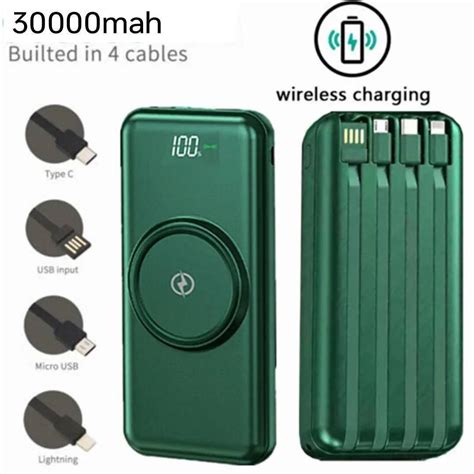 Power Bank With 30000mah - Wireless charging Power Bank 30000mah with its own 4 types cable This ...