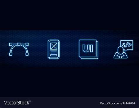 Set Line Ui Or Ux Design Bezier Curve And Front Vector Image