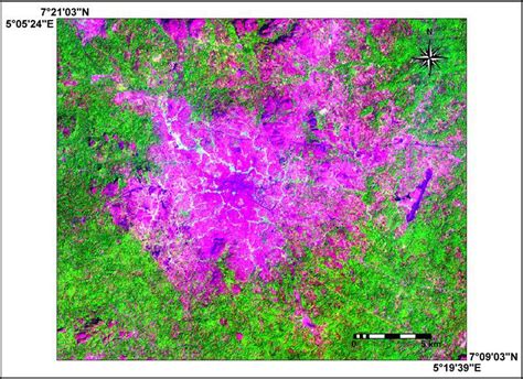 Rgb False Colour Composite Of Landsat Etm Imagery Of The Akure