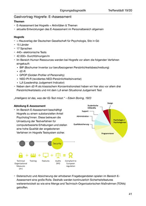 Zusammenfassung Seminar 10 Gastvortrag Hogrefe E Assessment