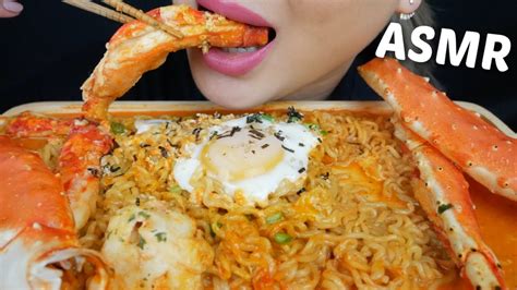 Asmr King Crab Spicy Carbonara Noodles With Soft Eggs No Talking