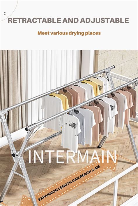 Foldable Extendable Rack Ampaian Baju 240cm Three Poles Stainless Steel