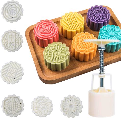 Amazon Moon Cake Mold 6 PCS Mid Autumn Festival DIY Hand Press