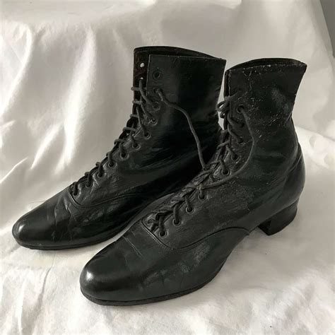 Antique 1915 shoe boots black leather museum studio display movie ...