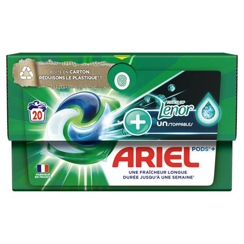 Promo Lessive Capsule Ariel Pods Touche De Lenor Unstoppables Chez