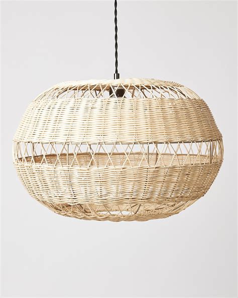 Ovalo White Rattan Pendant Lamp Shade Oliver Bonas