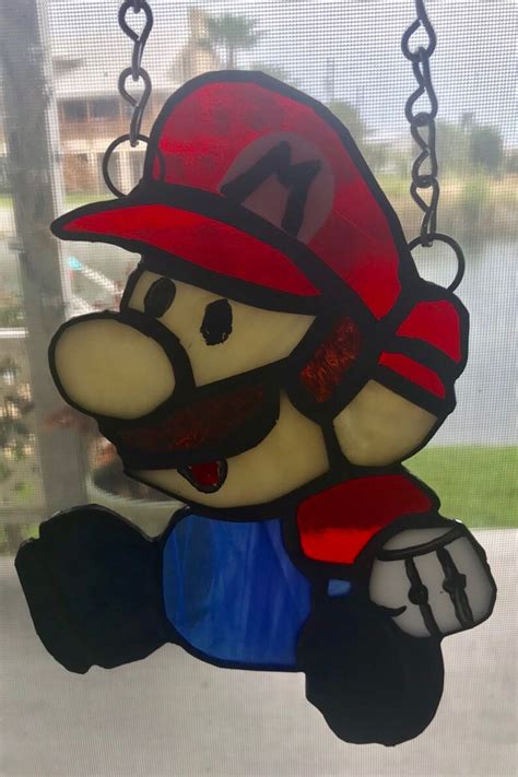 Mario Stained Glass Etsy