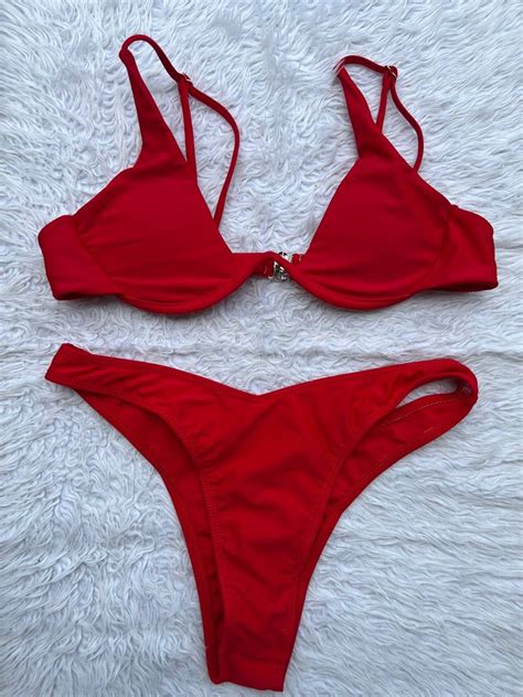 Red Underwire High Leg Bikini Swimsuit Women S Fashion Swimwear