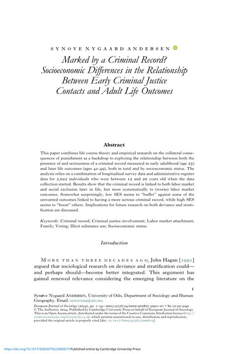 PDF Marked By A Criminal Record Socioeconomic Differences In The