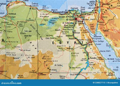 A Map of Egypt Showing the Major Cities Stock Image - Image of ...