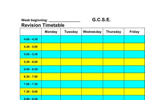 Revision timetable - GCSE Art - Marked by Teachers.com