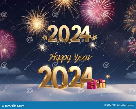 Happy New Year Celebration Background With Firework Bursting Stock