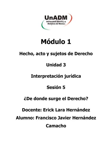 M1 U3 S5 FR HC Apuntes 5 Módulo 1 Hecho acto y sujetos de Derecho