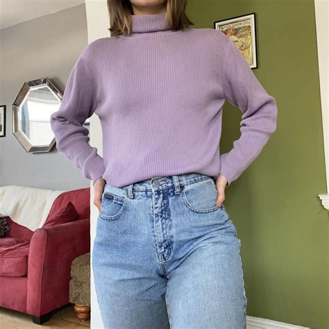 The Cutest Purple Ribbed Turtleneck Vintage Gap Depop