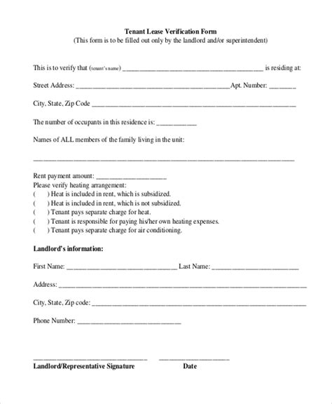 FREE 9 Sample Tenant Verification Forms In PDF Word