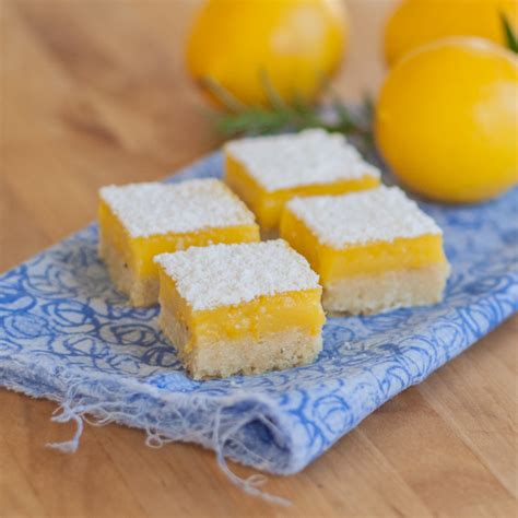 Meyer Lemon Bars With Rosemary Pine Nut Shortbread