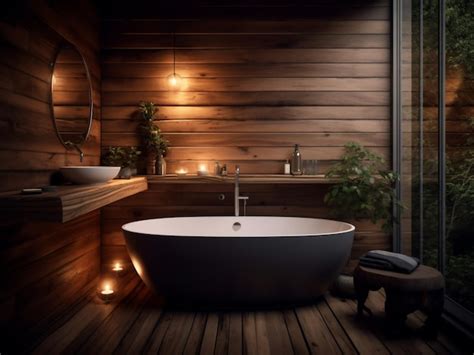 Premium AI Image Classic Wood Bathroom With A Timeless Appeal AI Generate