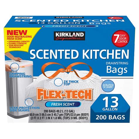 Kirkland Signature Flex Tech Gallon Scented Kitchen Trash Bags