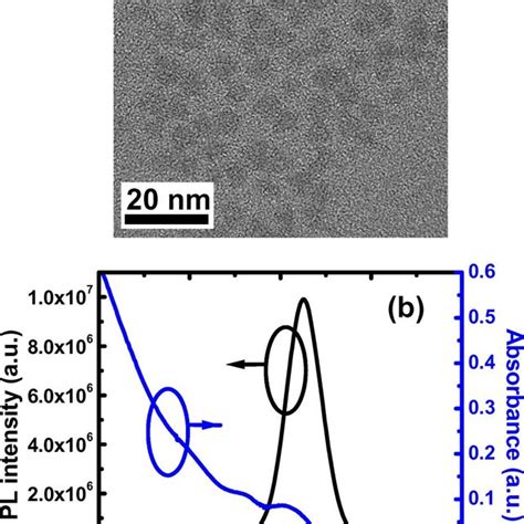 A Tem Image Of The Cdsezns Quantum Dots B Pl And Absorption