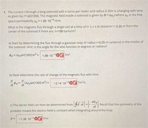 Solved 1 The Current I Through A Long Solenoid With N Turns Chegg