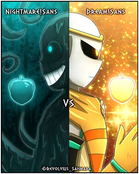 Nightmare!Sans VS Dream!Sans :D by RevolviusARTS on DeviantArt