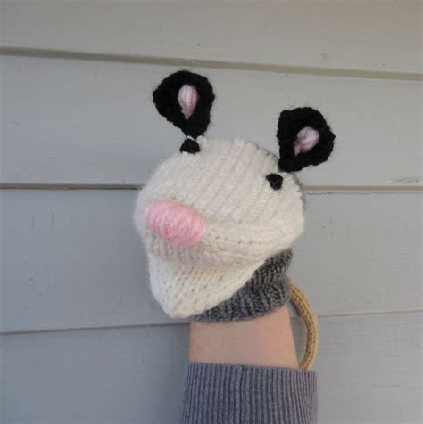 Opossum Hand Puppet Hand Knit Sock Puppet For Adult Or Child Etsy