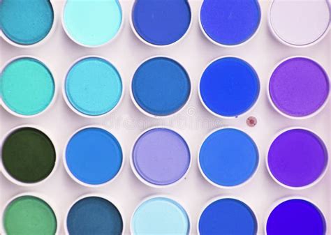 Palette Of Blue Watercolors On Backgrounds. Stock Photo - Image of ...