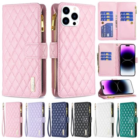 Funda De Cuero Con Cremallera Para Iphone Billetera Peque A Fragancia