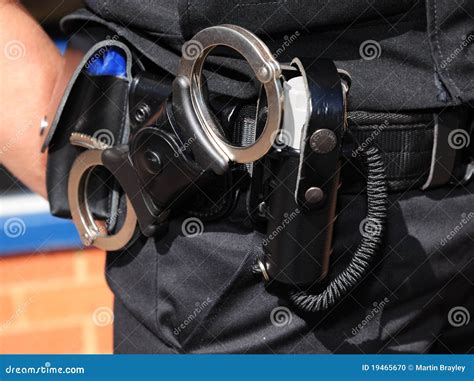 Detail of Police Officer Utility Belt. Stock Photo - Image of hand ...