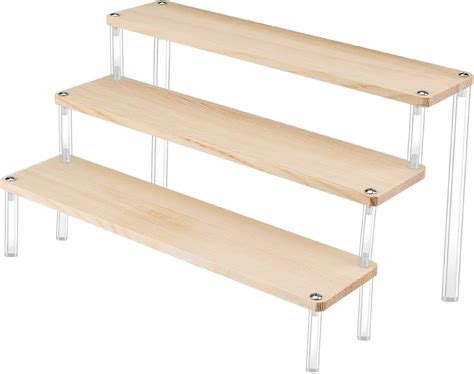 Présentoir en Bois 3 Niveaux Support de Risers D affichage Acrylique