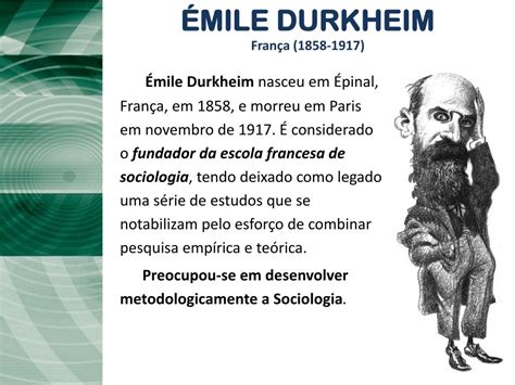 PPT Primeiros grandes pensadores da Sociologia Émile Durkheim Max