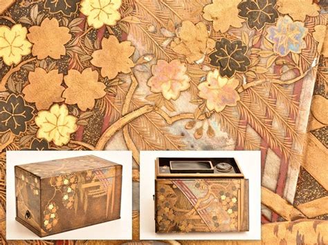 琴 時代漆器 梨地本金柳桜名所蒔絵引出付硯箱 箱付 Te725硯箱、文箱｜売買されたオークション情報、yahooの商品情報をアーカイブ公開