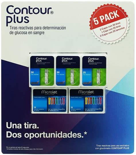 Contour Plus Paquete 125 Tiras Y 50 Lancetas Para Glucómetro