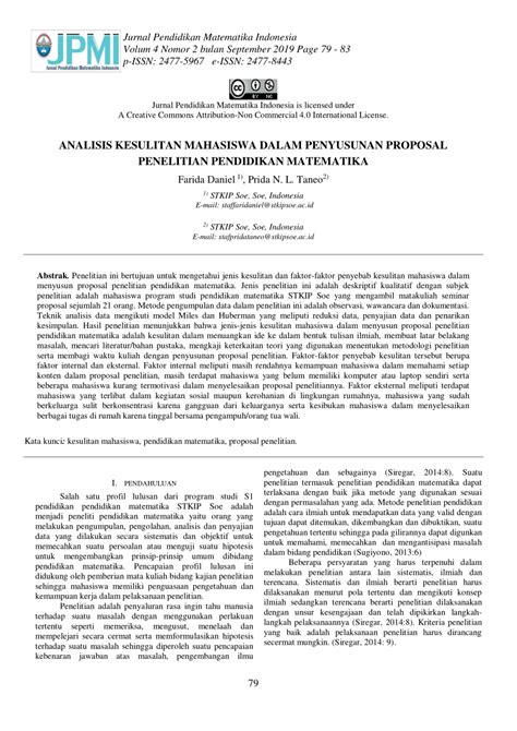 PDF ANALISIS KESULITAN MAHASISWA DALAM PENYUSUNAN PROPOSAL PENELITIAN