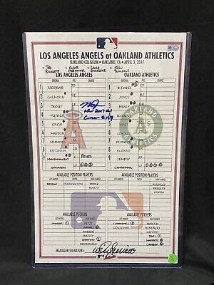 Mike Trout Game Used Signed 4 3 17 Lineup Card Angels As MLB Holo EBay