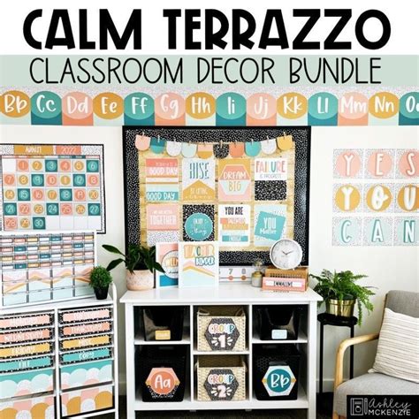 Calm Terrazzo Classroom Decor Bundle Editable Calm Colors Decor Easy And Modern Classroom