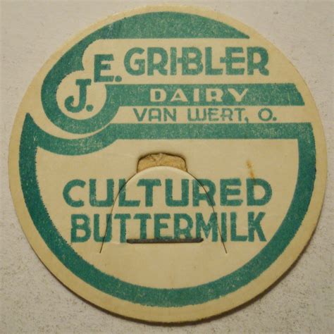 Vintage J E Gribler Dairy Van Wert Ohio Milk Bottle Cap EBay