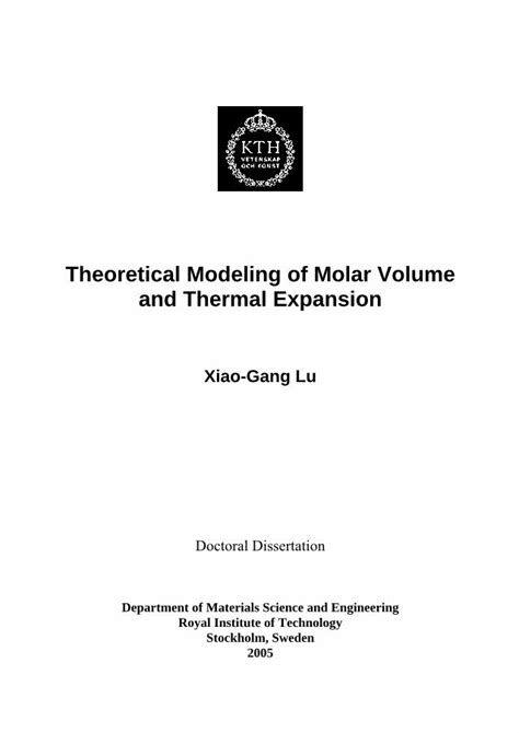 Pdf Theoretical Modeling Of Molar Volume And Thermal Expansion