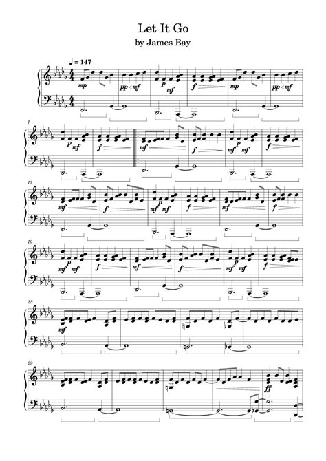 Let It Go Arr Anya Alston By James Bay Sheet Music For Piano Solo At Sheet Music Direct