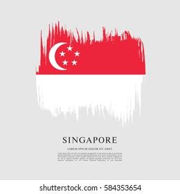 Flag Singapore Brush Stroke Background Stock Vector Royalty Free