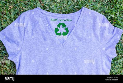 Recycle Clothes Icon On T Shirt With 100 Recycled Text Sustainable