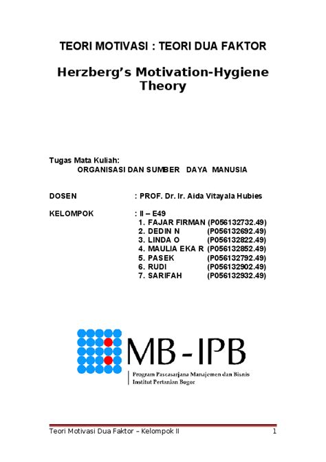 Doc Tugas 2 Teori Motivasi Teori Dua Faktor Rudy Setyawan