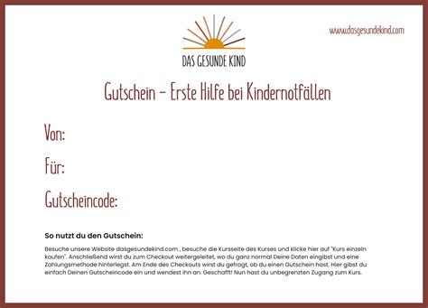 Gutscheine für unseren Erste Hilfe Kurse bei Kindernotfällen