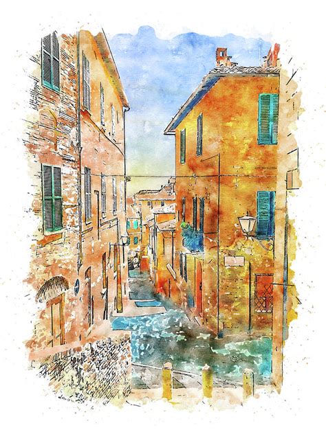 Siena Streets Of Tuscany 01 Painting By Am Fineartprints