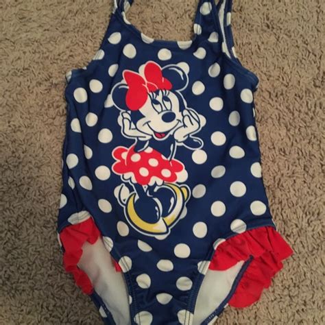 Disney Swim Minnie Mouse 3t Polka Dot Bathing Suit One Piece Blue