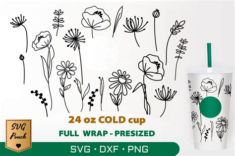 Art And Collectibles Digital Prints Prints Cup Wrap Svg Flower Cup Svg