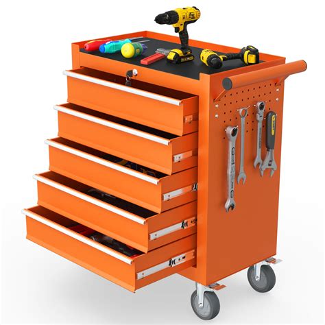 RaDEWAY Tool Cabinet with 5 Drawers on Wheels