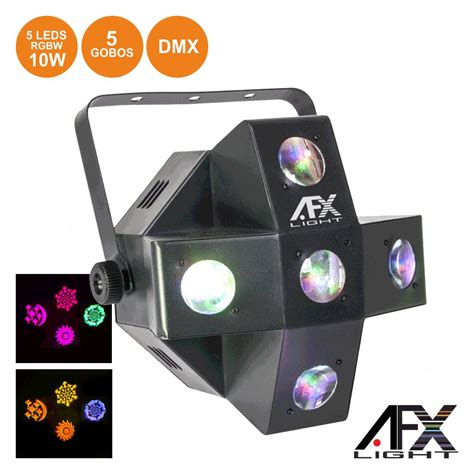 PROJETOR LUZ C 5 LEDS 10W RGBW 5 GOBOS DMX MIC AFXLIGHT