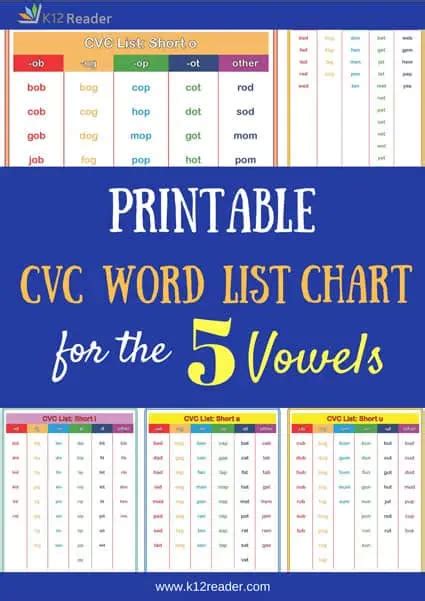 List Of Cvc Words Printable